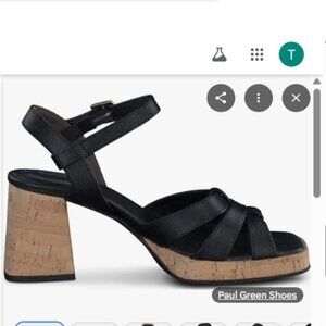 Paul Green Tan and Black Sandals with Elegant Straps